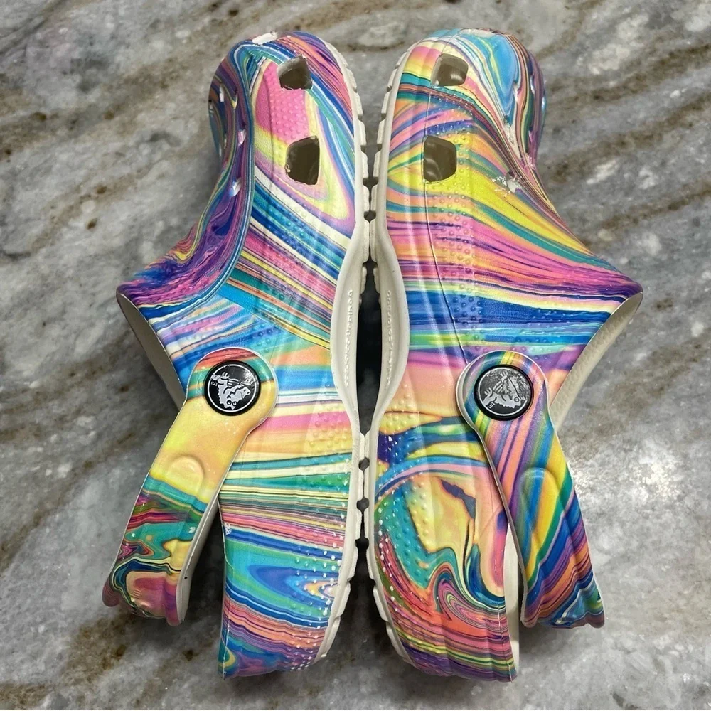 Crocs Out Of This World Classic Clog Tie Dye Swirl Colorful Kids J 3